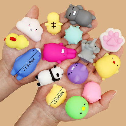 Adorable Animal Pattern Mini Mochi Squishies - 10-50PCS Stress Relief Toys for Kids, Ideal Birthday Gifts