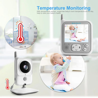 VB607 2.4G Wireless Video Baby Monitor with 3.2 Inch Color LCD Screen, Two-Way Audio, Night Vision, and Temperature Monitoring