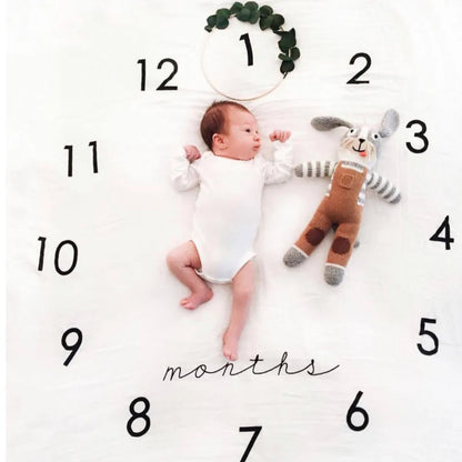 Milestone Memory Blanket for Newborns - Adorable Photography Prop with Cartoon Design