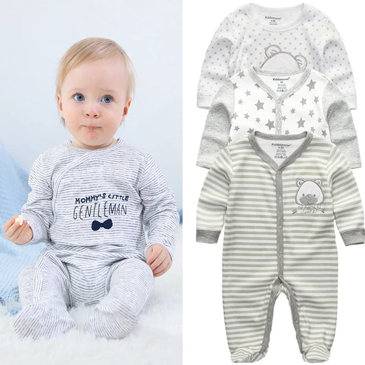 Organic Cotton Long Sleeve Baby Boys Rompers - Newborn Jumpsuit for 0-12 Months
