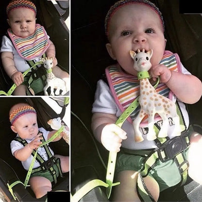 Silicone Star Pacifier Chain & Teether Strap - Non-Toxic Baby Stroller Hook Organizer for Kids