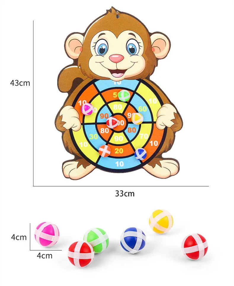Montessori Sticky Ball Dart Board Game for Kids Ages 4 to 6 - Fun Indoor & Outdoor Sports Toy for Boys and Girls