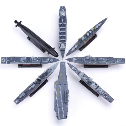 8-Piece 4D Military Cruiser and Submarine Assembly Model Kit for Kids