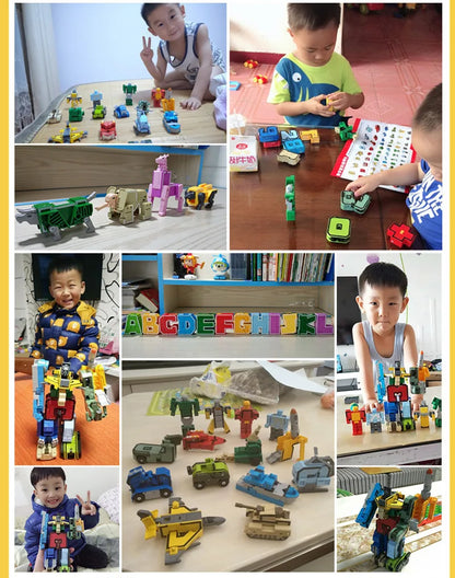 Transformable Number Robot Car Building Blocks – Educational Action Figure Toy for Kids