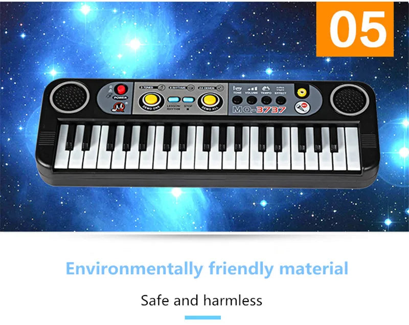Mini 37-Key Kids Piano Keyboard with Microphone - Educational Musical Instrument for Children