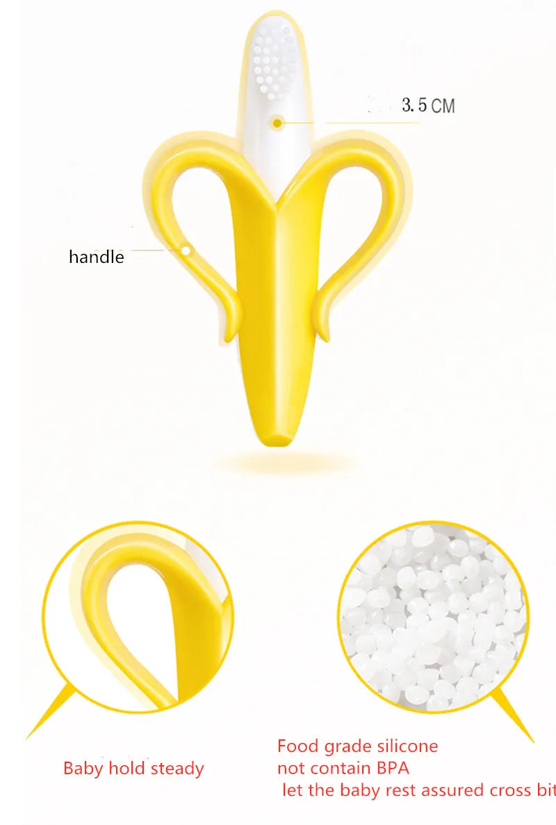 Silicone Banana Teething Toothbrush for Babies - Safe, Non-Toxic Chew Toy and Oral Care Gift