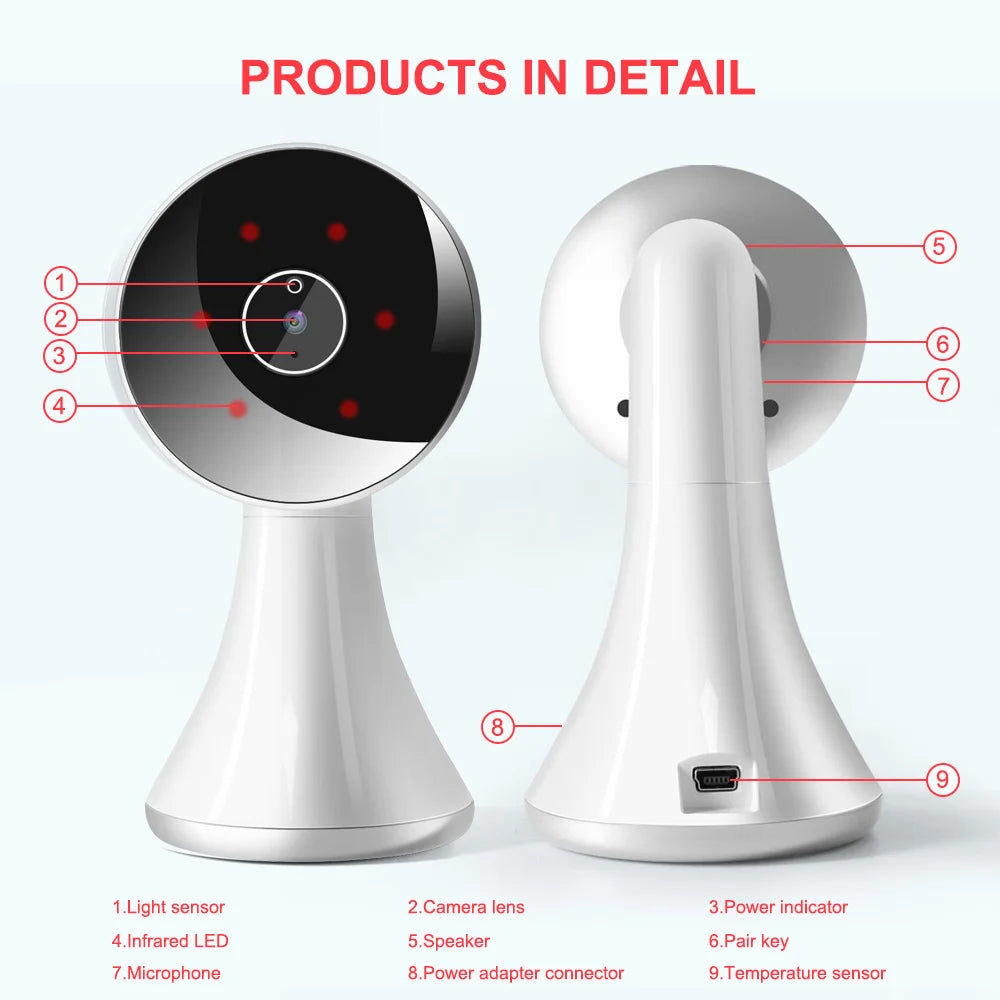 Portable 2.4GHz Wireless Video Baby Monitor with Smart Watch Design, Night Vision, Cry Alarm, and Temperature Sensor VB606