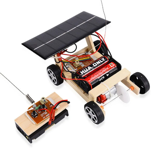 Eco-Friendly Solar-Powered Remote Control Car Kit for Kids - Interactive Wooden Science Toy