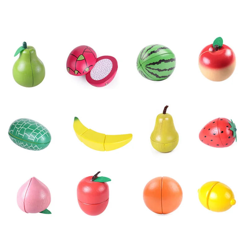 Wooden Magnetic Fruit and Vegetable Playset - Educational Kitchen Toy for Kids