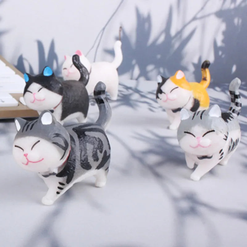 Charming 9-Piece Kawaii Cat Collectible Set - Adorable Anime Animal Figures for Home Decor and Gifts