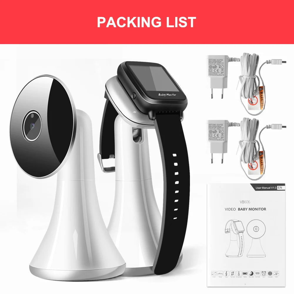 Portable 2.4GHz Wireless Video Baby Monitor with Smart Watch Design, Night Vision, Cry Alarm, and Temperature Sensor VB606