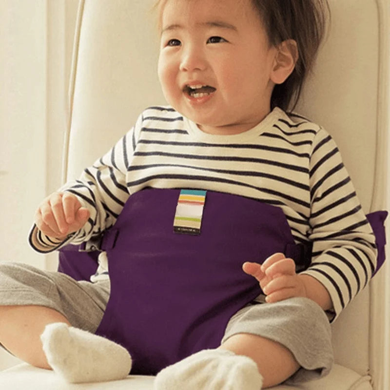 Foldable Soft Baby Dining Chair with Safety Harness - Washable Infant Seat Protector
