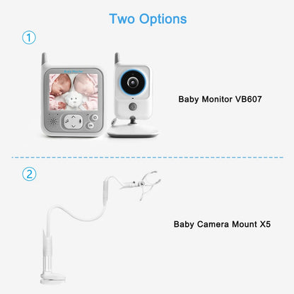 Wireless Video Baby Monitor with 3.2 Inch LCD Display, Two-Way Audio, Night Vision, Temperature Monitoring, and Lullabies - Model VB607