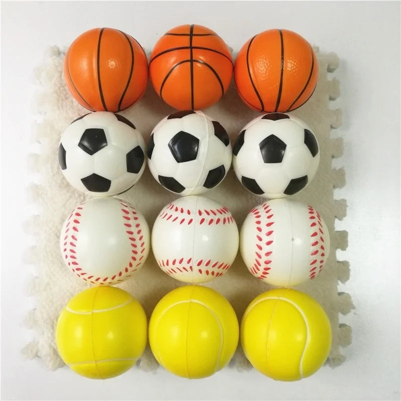 Sports-Themed Stress Relief Squeeze Ball Set - 4 Soft and Squishy Toys for Fun and Relaxation