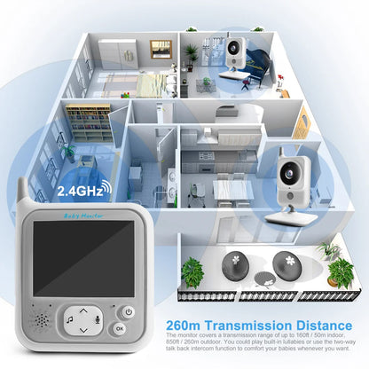 VB607 2.4G Wireless Video Baby Monitor with 3.2 Inch Color LCD Screen, Two-Way Audio, Night Vision, and Temperature Monitoring