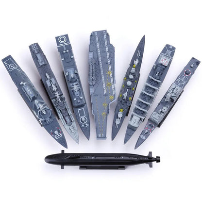 8-Piece 4D Military Cruiser and Submarine Assembly Model Kit for Kids