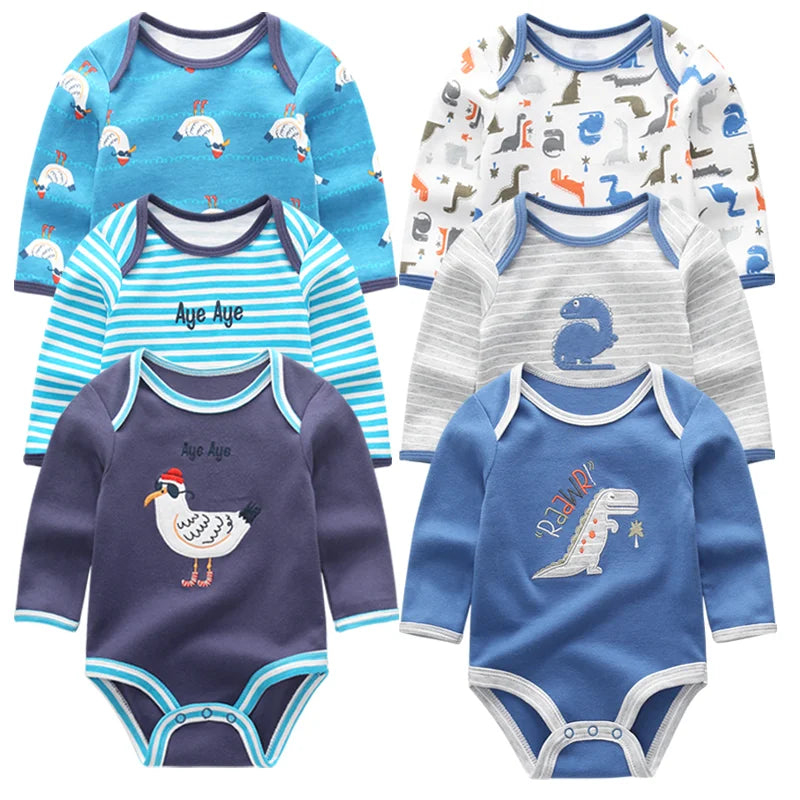 Adorable Cotton Long Sleeve Animal Print Romper for Baby Boys and Girls - Infant Jumpsuit 2022