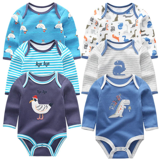 Adorable Cotton Long Sleeve Animal Print Romper for Baby Boys and Girls - Infant Jumpsuit 2022
