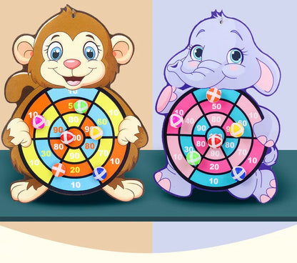 Animal Themed Sticky Ball Dart Board for Kids - Fun Outdoor Game for Ages 3-6