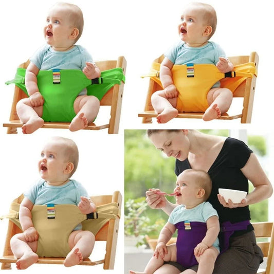 Foldable Soft Baby Dining Chair with Safety Harness - Washable Infant Seat Protector