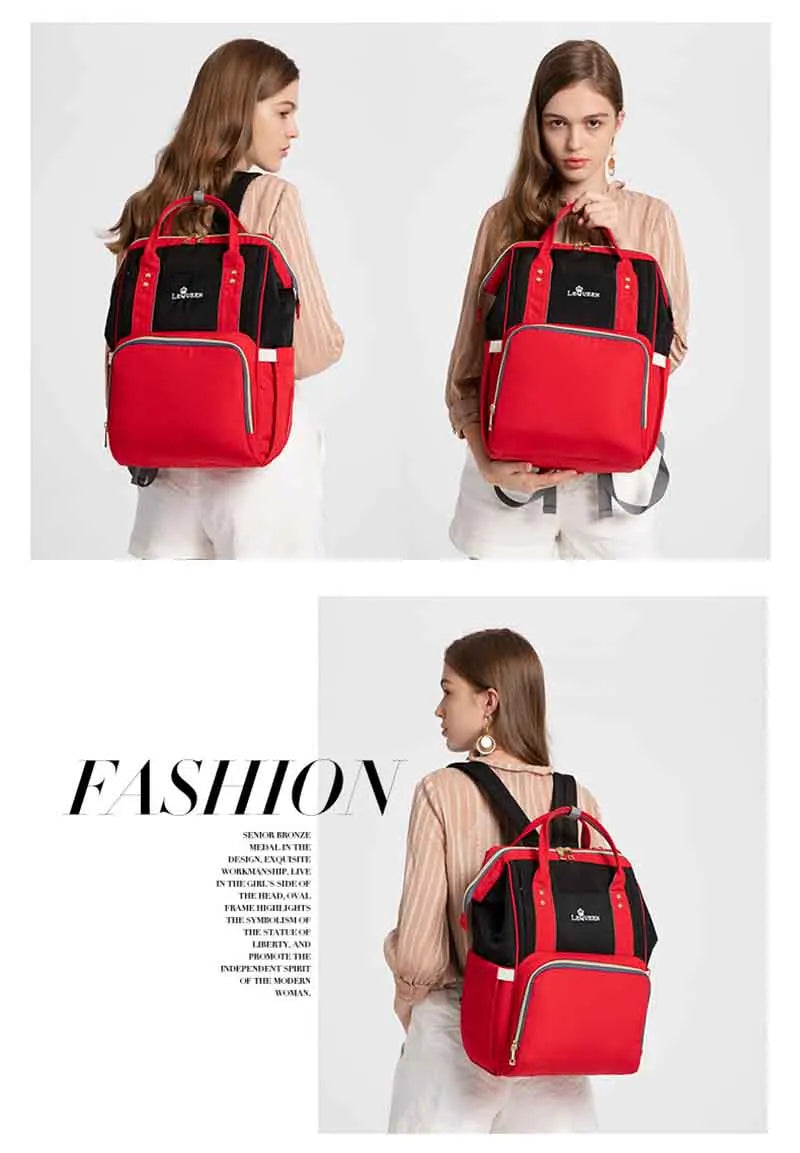 Stylish Large Capacity Diaper Backpack for Moms - Lequeen Maternity Nursing Travel Bag