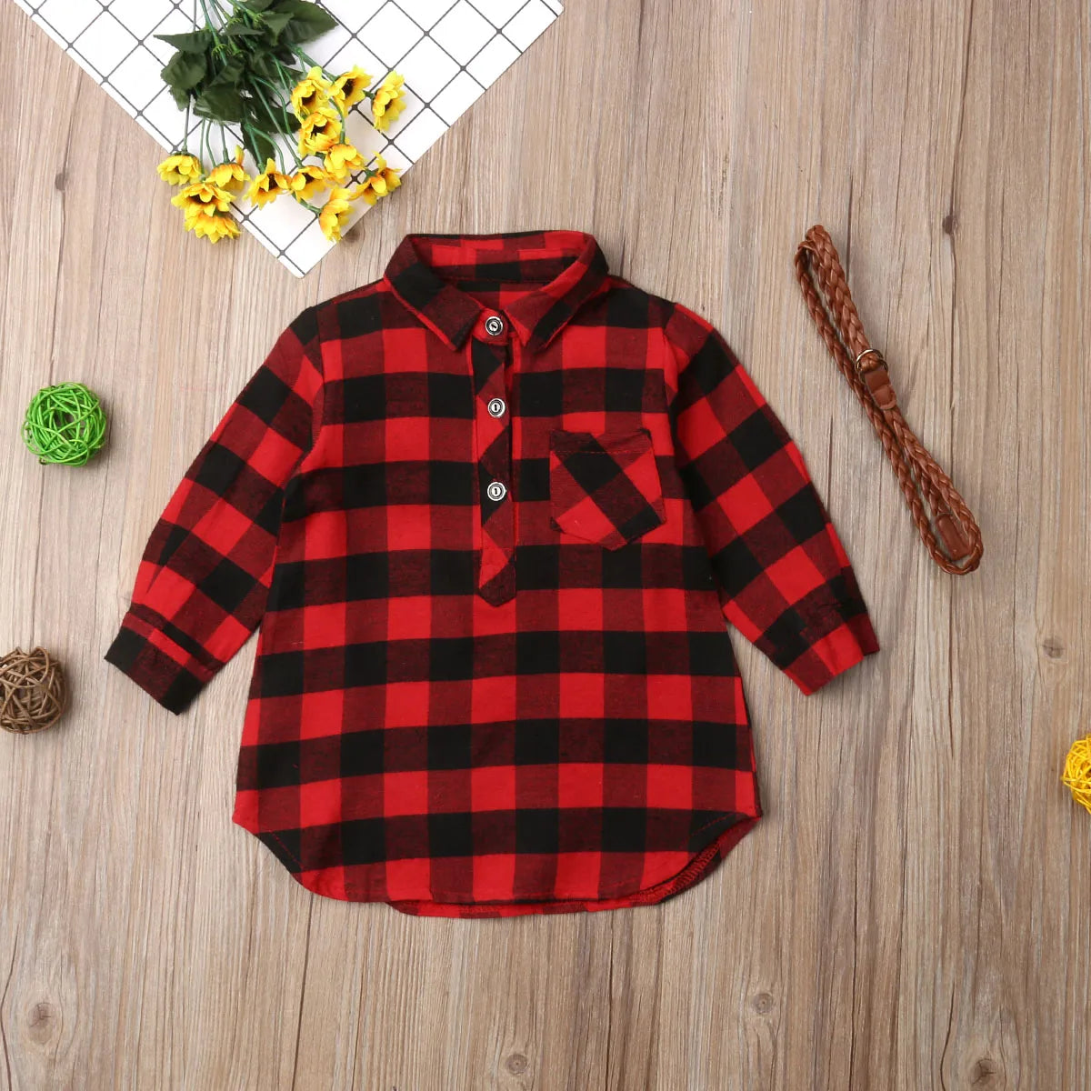 Adorable Red Plaid Cotton Princess Dress for Baby Girls 0-5T - Long Sleeve Party Outfit