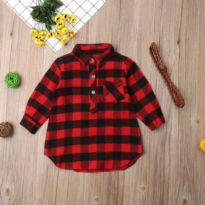 Adorable Red Plaid Cotton Princess Dress for Baby Girls 0-5T - Long Sleeve Party Outfit