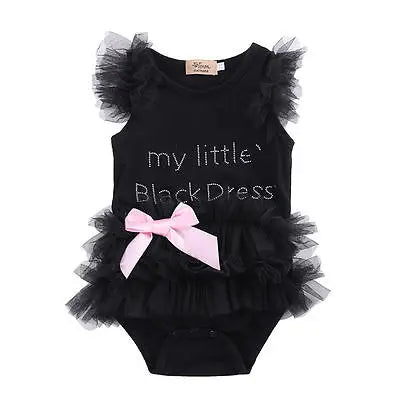 Adorable Baby Girls' Embroidered Little Black Bodysuit Romper - Sizes 0-18 Months Available