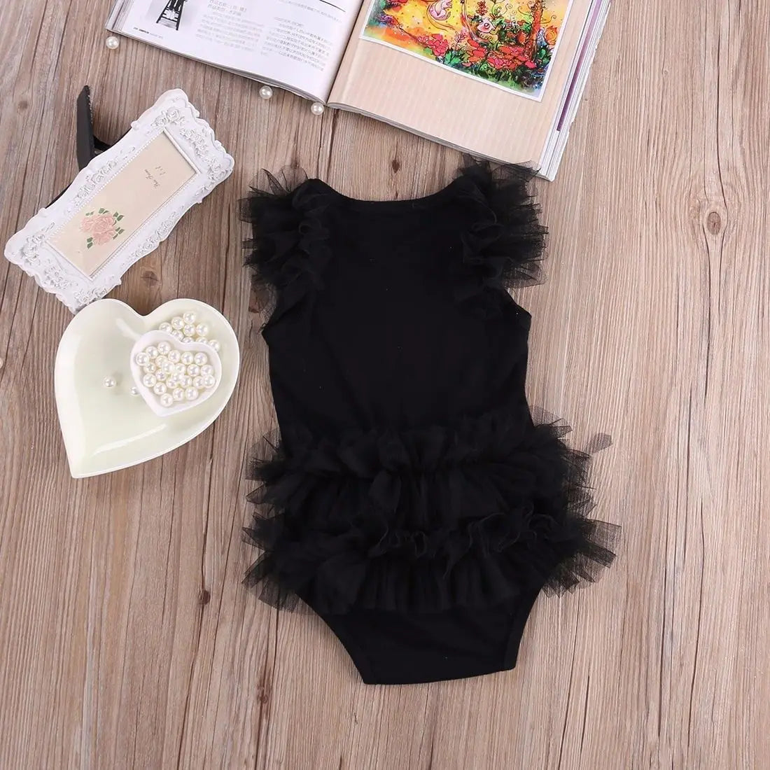 Adorable Baby Girls' Embroidered Little Black Bodysuit Romper - Sizes 0-18 Months Available