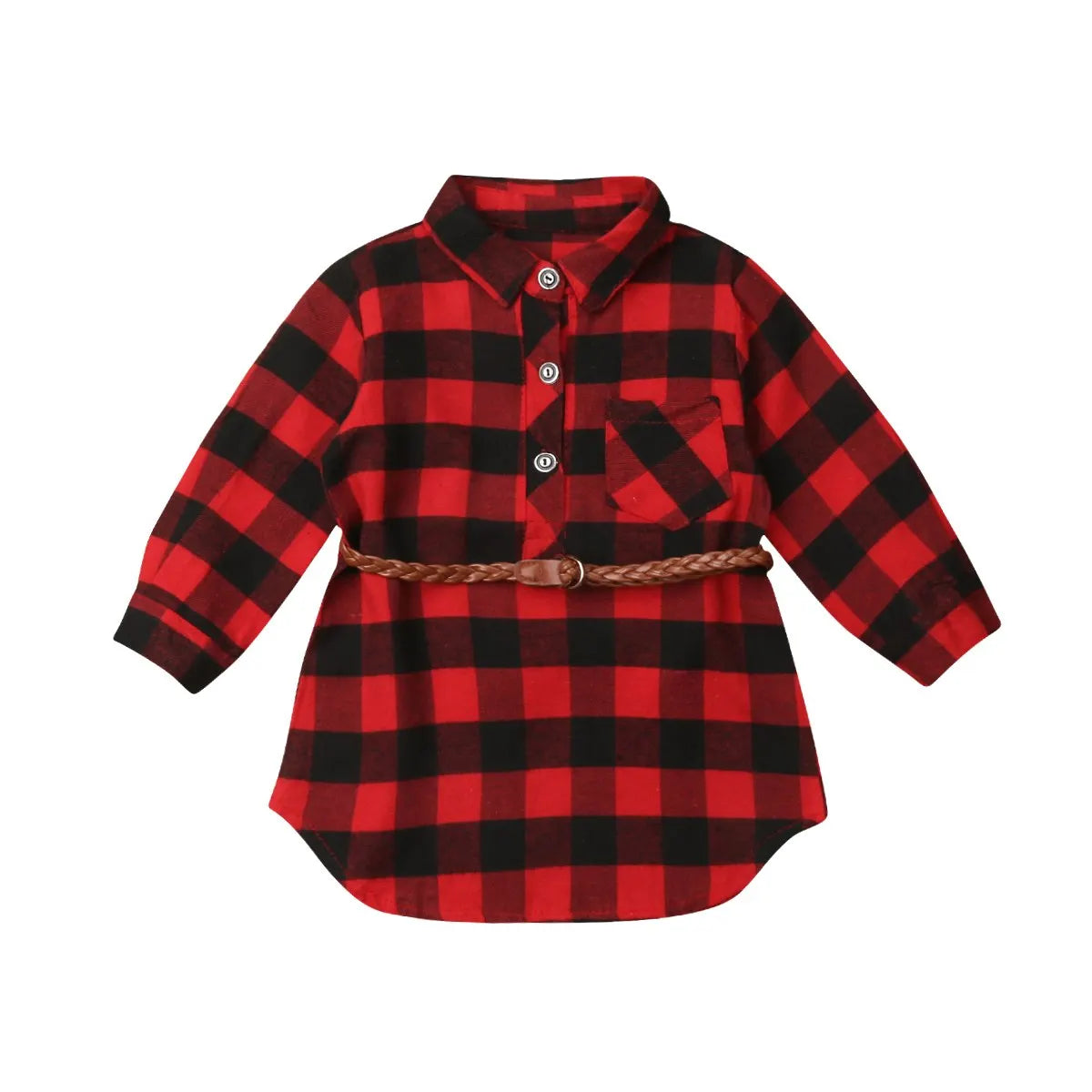 Adorable Red Plaid Cotton Princess Dress for Baby Girls 0-5T - Long Sleeve Party Outfit