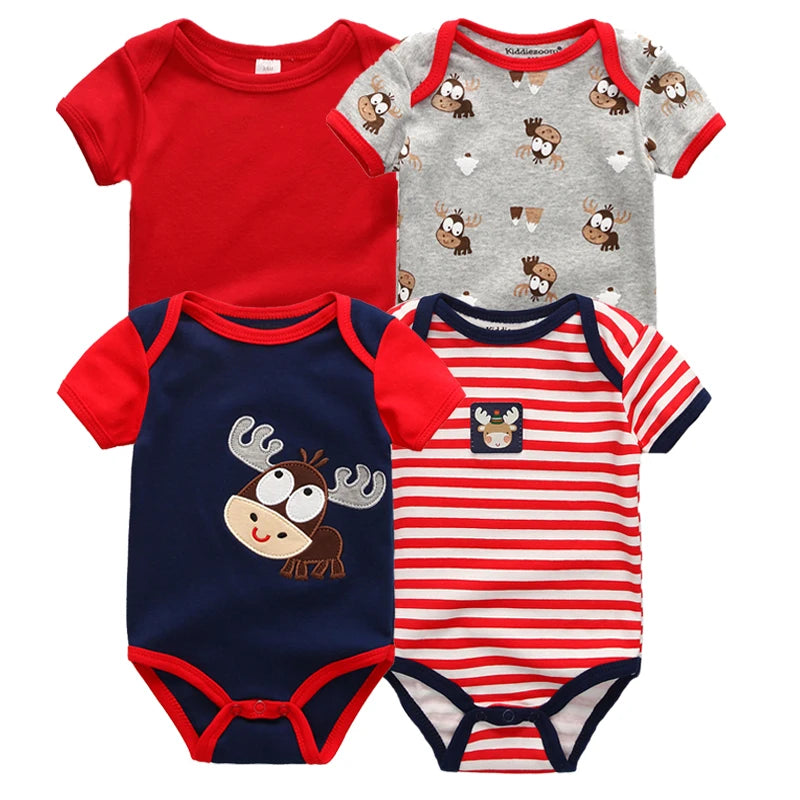 5-Pack Short Sleeve Cartoon Baby Bodysuits for Newborns (0-12 Months) - Unisex Infant Clothing for Summer 2022