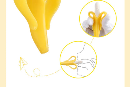 Silicone Banana Teething Toothbrush for Babies - Safe, Non-Toxic Chew Toy and Oral Care Gift