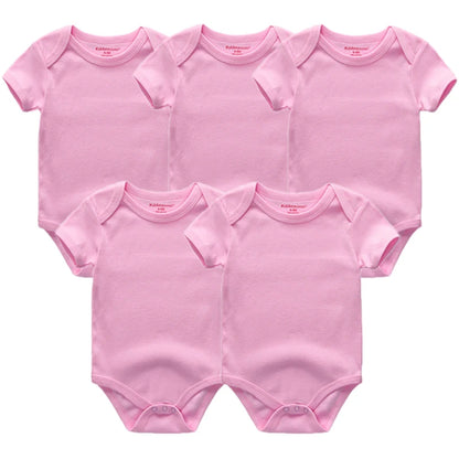 Unisex Cartoon Baby Bodysuits Set - 3/5 Pcs Short Sleeve Jumpsuits for Boys and Girls, Ideal for Infants 0-12 Months