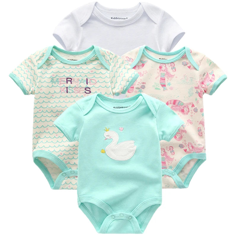 5-Pack Short Sleeve Cartoon Baby Bodysuits for Newborns (0-12 Months) - Unisex Infant Clothing for Summer 2022