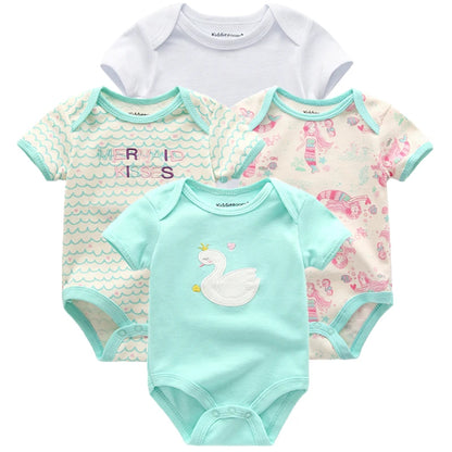 5-Pack Short Sleeve Cartoon Baby Bodysuits for Newborns (0-12 Months) - Unisex Infant Clothing for Summer 2022