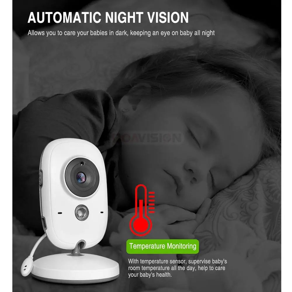 Wireless Baby Monitor VB602 with IR Night Vision, Temperature Display, Lullabies, Intercom, and VOX Mode - Video Camera for Parents and Babysitters