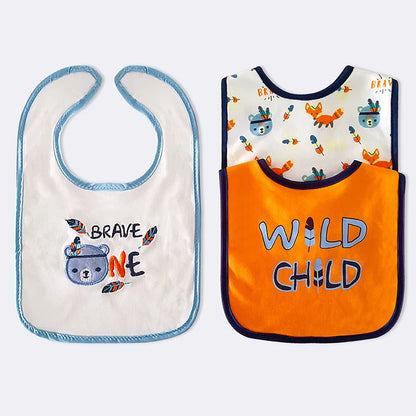 Waterproof Cartoon Baby Bibs for Toddlers - Cotton Feeding Cloths for Infants (3-24 Months)