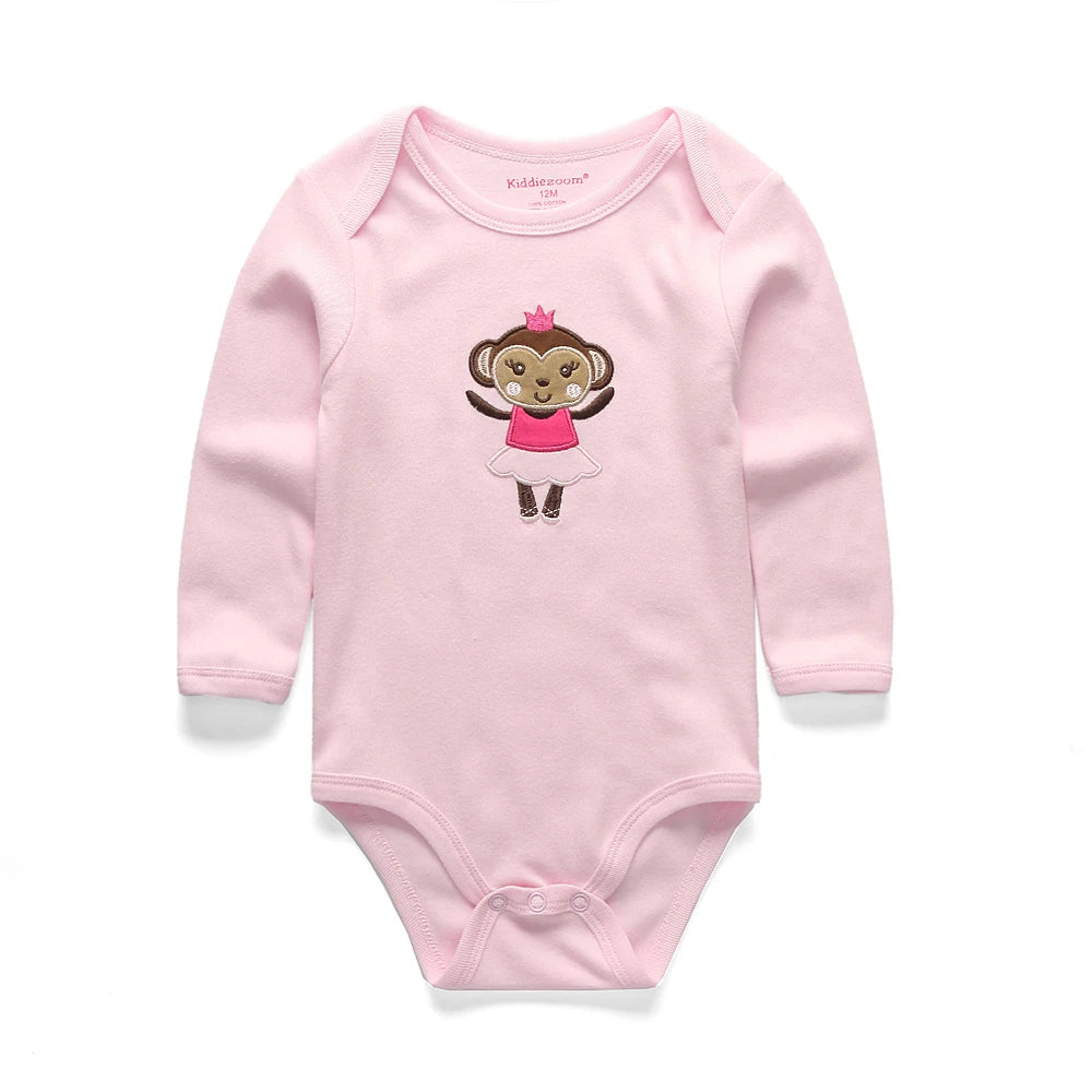 Adorable Newborn Baby Girls Animal-Themed Outfit Set with Long Sleeve Bodysuits, Cap, and Pants