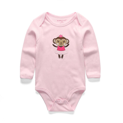 Adorable Newborn Baby Girls Animal-Themed Outfit Set with Long Sleeve Bodysuits, Cap, and Pants