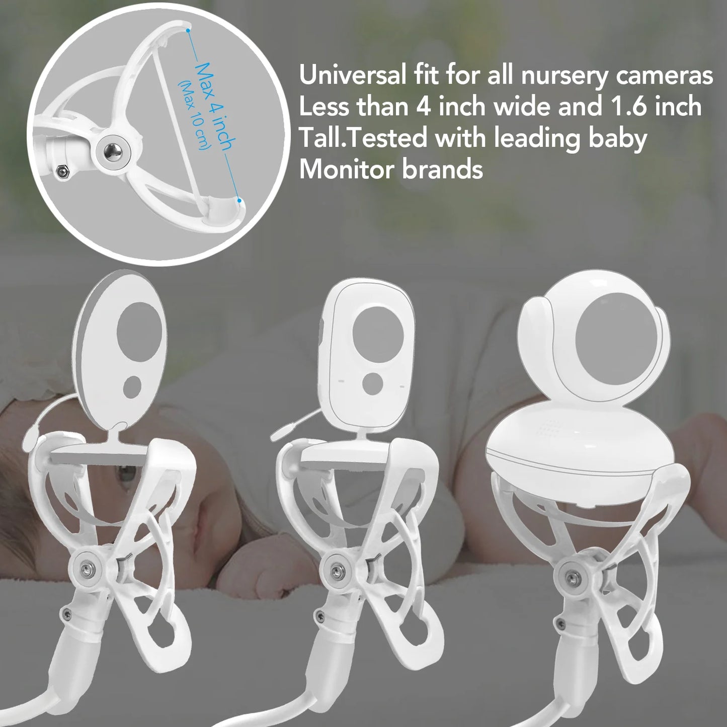 Adjustable 85cm Universal Baby Monitor Mount with Flexible Long Arm Cradle for Phones and Cameras