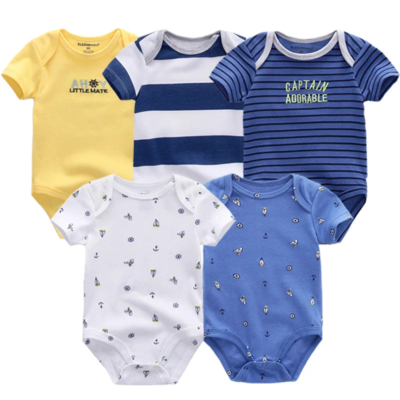 5-Pack Premium Baby Bodysuits Set for Boys and Girls - Short Sleeve Infant Clothing for Newborns, Summer 2022 Collection