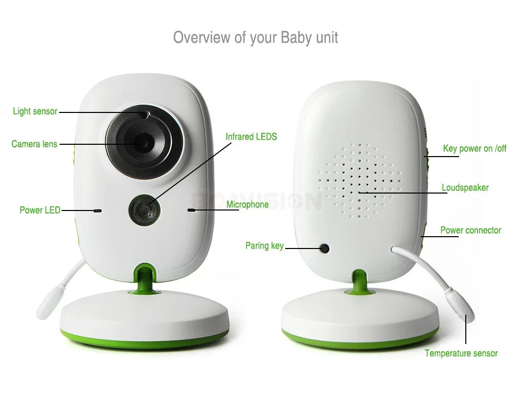 Wireless Baby Monitor VB602 with IR Night Vision, Temperature Display, Lullabies, Intercom, and VOX Mode - Video Camera for Parents and Babysitters