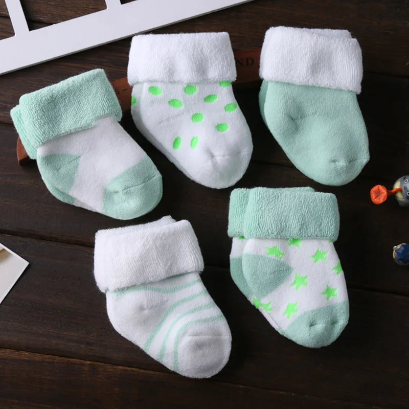 Soft Cotton Baby Girl Socks - 5 Pairs of Breathable Short Socks for Newborns