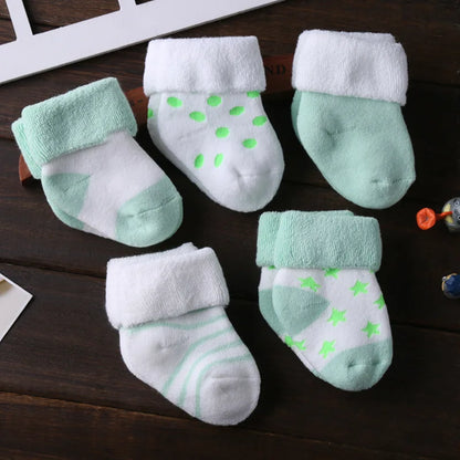 Soft Cotton Baby Girl Socks - 5 Pairs of Breathable Short Socks for Newborns