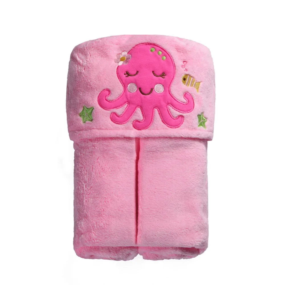 Cute Animal Face Baby Hooded Bath Towel - Coral Fleece Baby Bathrobe for Infants
