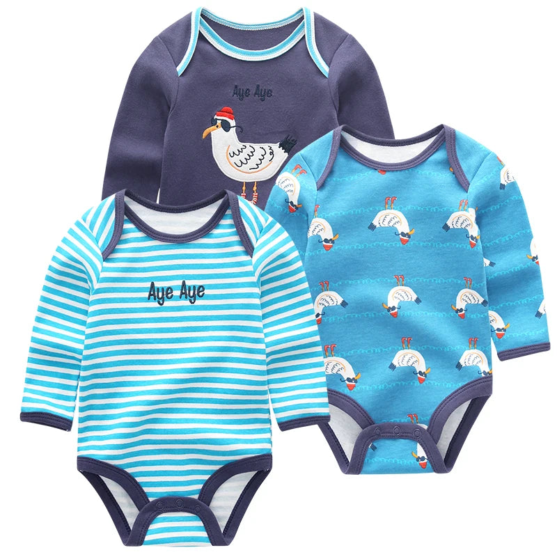 Summer Infant Bodysuit Set - 3-Piece Long Sleeve Baby Clothing for Newborns