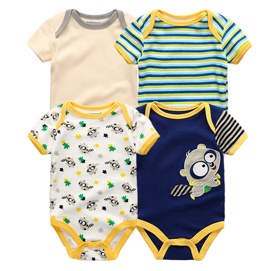 5-Pack Short Sleeve Cartoon Baby Bodysuits for Newborns (0-12 Months) - Unisex Infant Clothing for Summer 2022