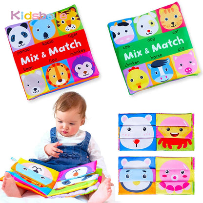 Vibrant Crinkle Cloth Baby Books - Interactive Learning Toys for Infants 0-24 Months, Creative Mix & Match Play for Toddlers