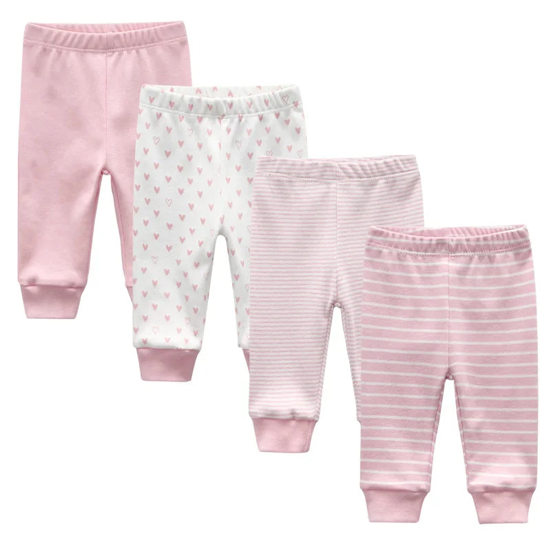 Unisex Cotton Baby Leggings Set - Solid and Striped Designs for Infants 3-12 Months