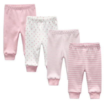 Unisex Cotton Baby Leggings Set - Solid and Striped Designs for Infants 3-12 Months